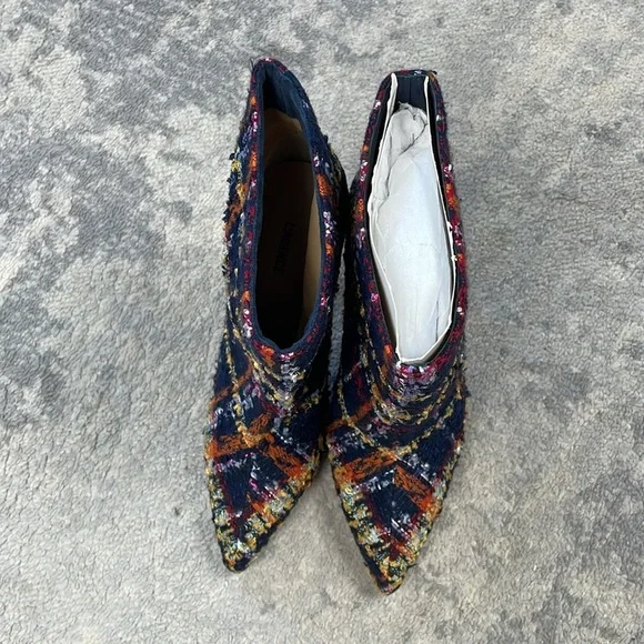 New L'Agence Multi Tweed Mariette 95mm Booties Ankle Boots Stiletto Heel Sz 6